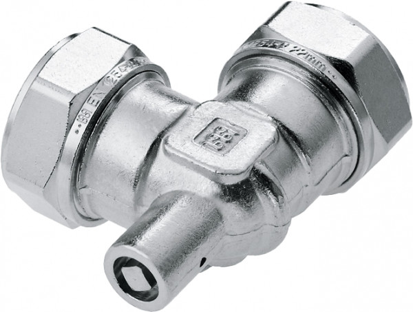 Bonfix Klemmverschraubung - Winkelverschraubung mit Entlüfter - 22mm x 22mm - Verzinntes Messing