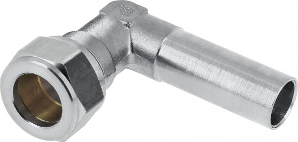 Bonfix compression fitting - Push-fit elbow fitting - 15mm x 15mm - Tinned Brass