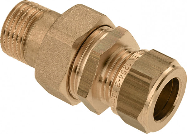 Bonfix Klemmverschraubung - Radiatorkupplung gerade mit AG - 1/2" x 15mm - Messing