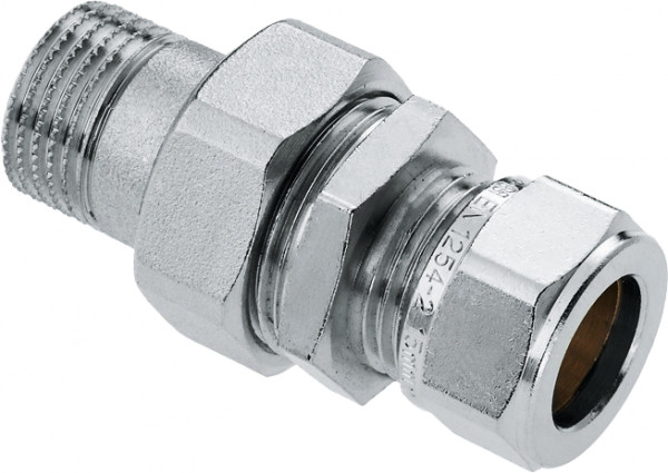 Bonfix compression fitting - Straight radiator fitting with Male Thread - 1/2" x 15mm - Tinned Brass