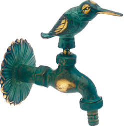 Artistic tap bird with rosette and rubber hose adapter 1/2"