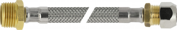 Flexibler Anschlussschlauch - Edelstahl geflochten - Kompression X Außengewinde - 10mm x 3/8 "- DN8 - Länge 35 cm