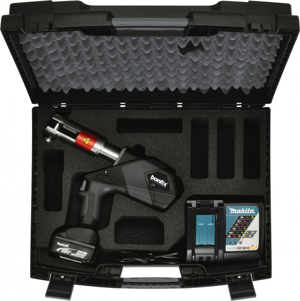 Bonfix/Makita - Pressmaschine - Mittel-Akku - 18V - 4,0Ah - 32kN - Maschine & Akku & Ladegerät im Koffer - Komfort