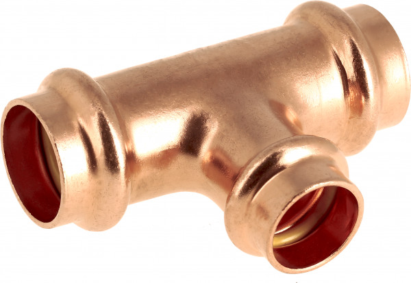 Bonfix Pressfitting Rotkupfer AQUAGAS für Belgien T-Stück - Reduzierend 28 x 18 x 28 - 3 x Press - (V-Profil)