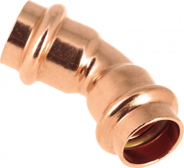 Bonfix Pressfitting Rotkupfer AQUAGAS für Belgien Bogen 45° 54 x 54 - 2 x Press - (V-Profil)