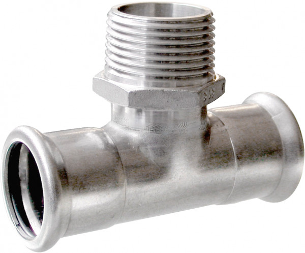Bonfix Pressfitting SS316L T-connector 22 x 3/4 x 22 - press x Male Thread (R) x press - (m-profile)