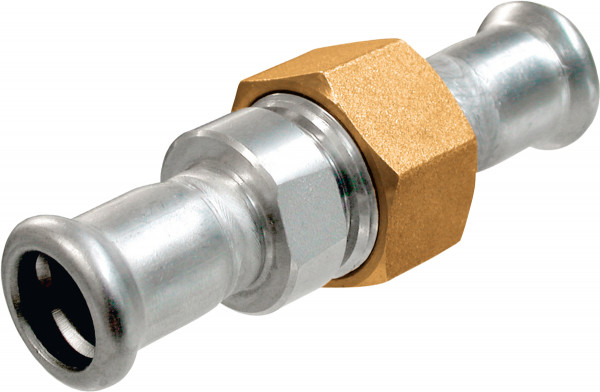 Bonfix Pressfitting Edelstahl 316L 3-teilige Kupplung - flachdichtend 3/4 x 15 - 2 x Press - (M-Profil)