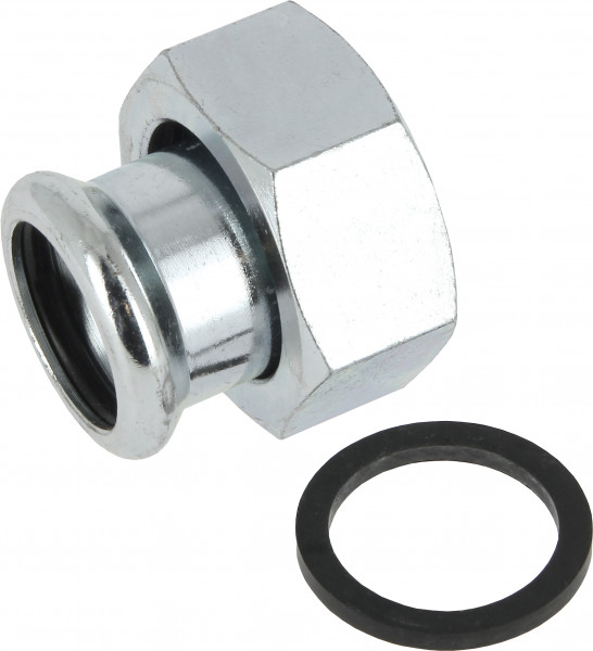 Bonfix Pressfitting galvanized steel CV Union coupling 1-1/2" x 28 - with flat gasket - Female Thread (G) x press - (m-profile)