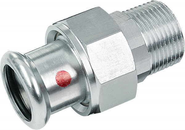 Bonfix Pressfitting galvanized steel heating 3-piece coupling 1-1/4" x 35 - with flat gasket - conical Male Thread (R) x press (m-profile)