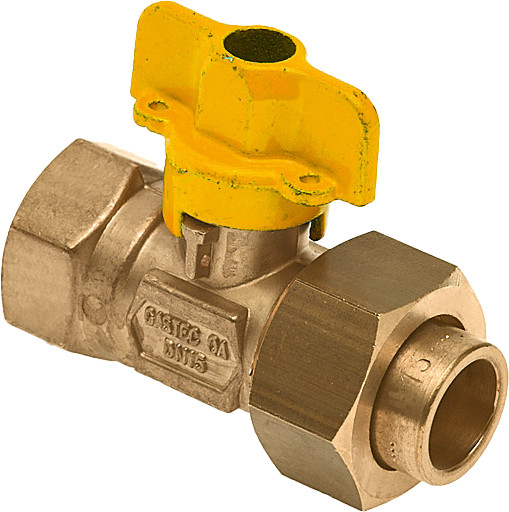 Gas valve 1/2" female x 15 mm