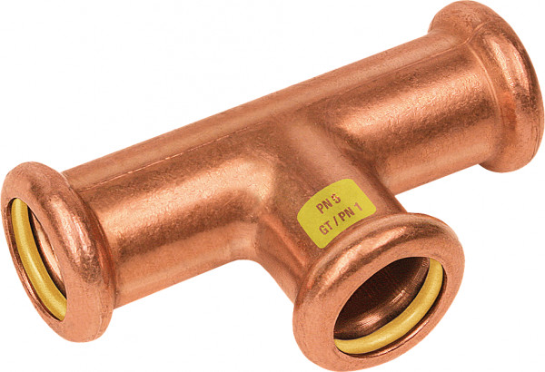 Bonfix Pressfitting Rotkupfer GAS T-Stück - Reduzierend 22x18x22 - 3 x Press - (M-Profil)