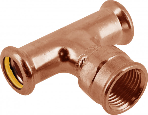 Bonfix Pressfitting Rotkupfer GAS T-Stück 18x1/2x18 - Press x langes IG x Press - (M-Profil)