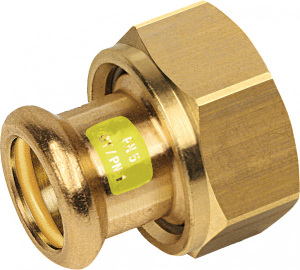 Bonfix Pressfitting red copper GAS Union coupling 1-1/2" x 28 - with flat gasket - press x female thread - (m-profile)