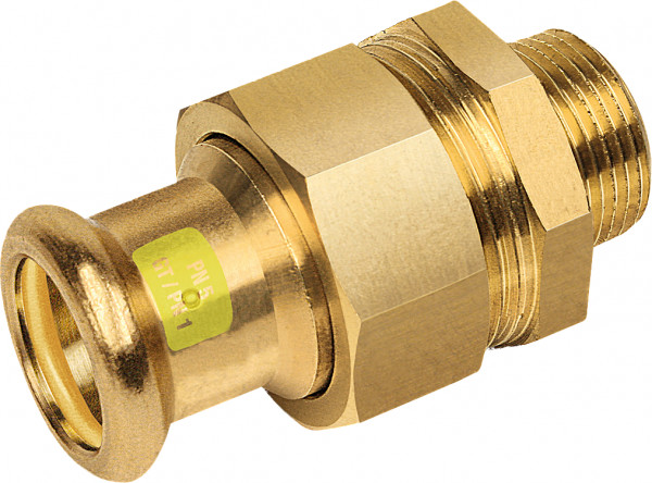 Bonfix Pressfitting red copper GAS 3-piece coupling 1-1/2" x 42 - conically sealing - conical Male Thread x press - (m-profile)