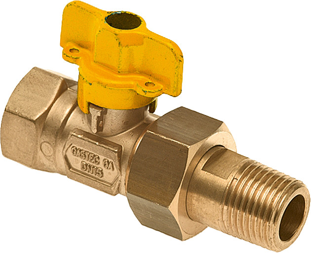 Bonfix - Messing - gaskogelkraan - 3 -4" x 3 -4" - bi.dr. x koppeling bu.dr. - met vlinder handgreep - Gastec QA keur