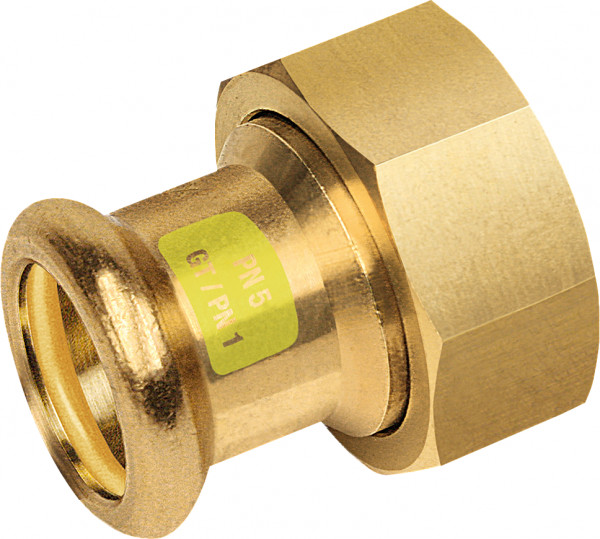 Bonfix Pressfitting Rotkupfer GAS 2-teilige Kupplung 1 3/8 x 22 - langes IG x Press - (M-Profil)