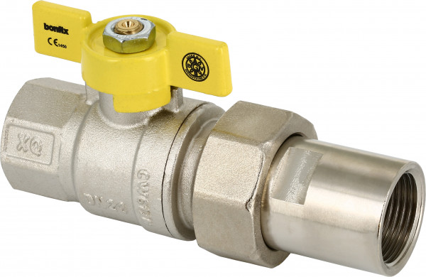 Gas valve RP 1/2" x RP coupling 1/2" chrome