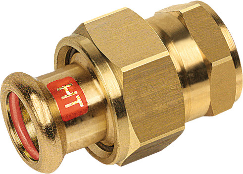 Bonfix Pressfitting Rotkupfer SOLAR 3-teilige Kupplung 2 x 54 - mit flacher Dichtung - langes IG x Press - (M-Profil)