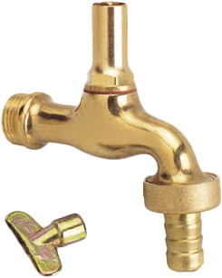 Bib cock polished brass with union hose and lockshield 1/2"