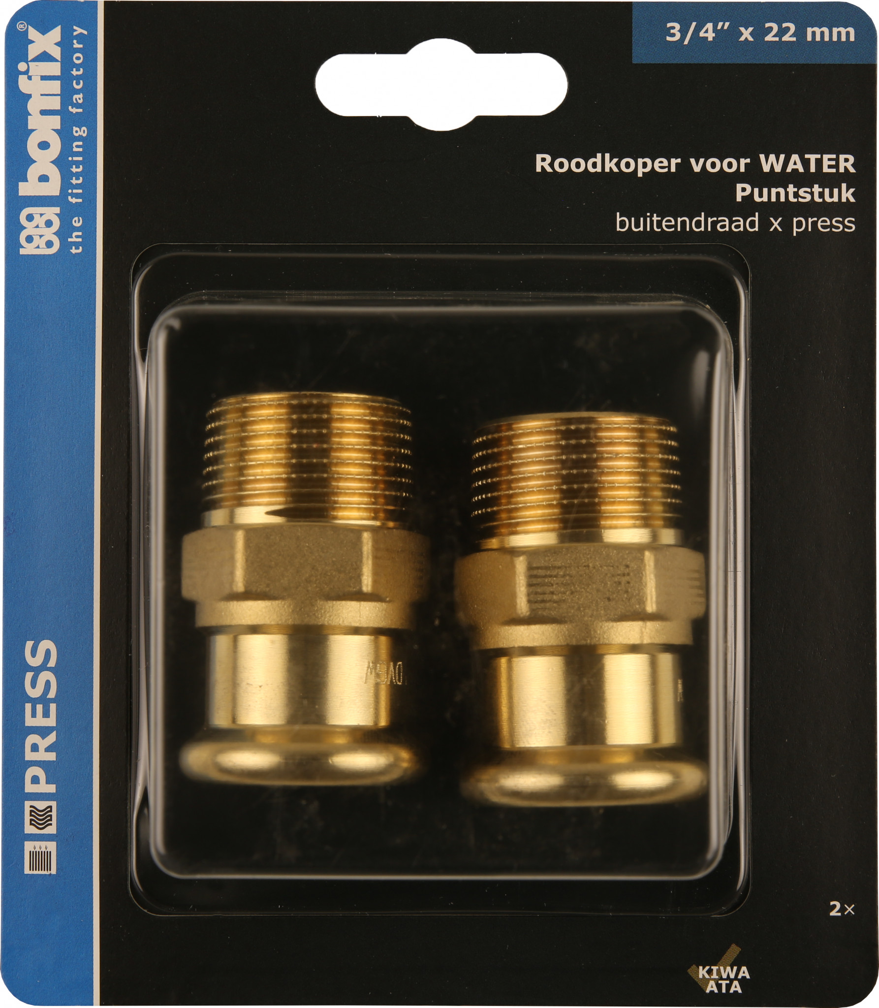 Bonfix Blisters: Pressfittingen roodkoper WATER Puntstuk 3/4 x 22