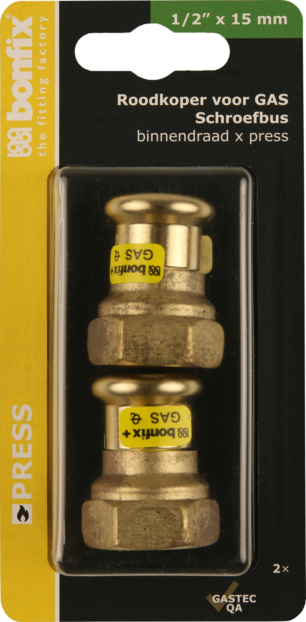 Bonfix Blisters: Pressfittingen roodkoper GAS Schroefbus 1/2 x 15