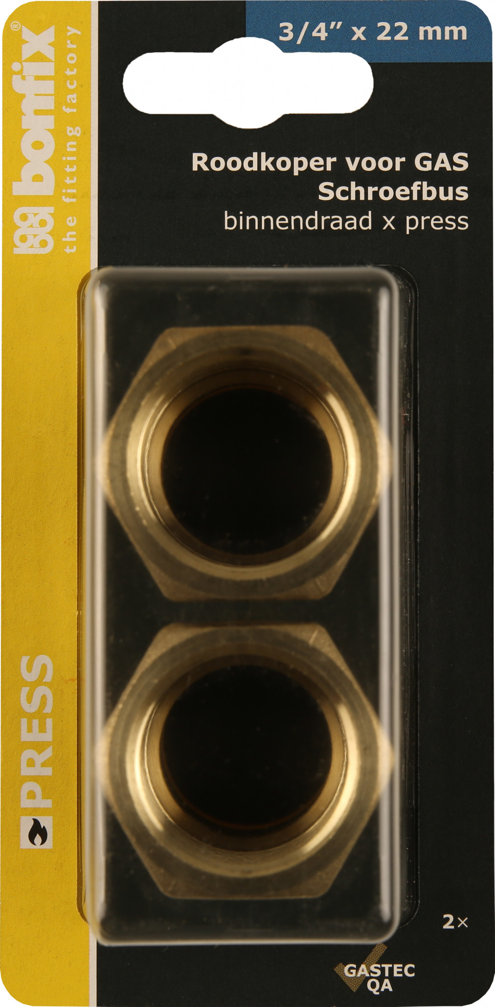 Bonfix Blisters: Pressfittingen roodkoper GAS Schroefbus 3/4 x 22