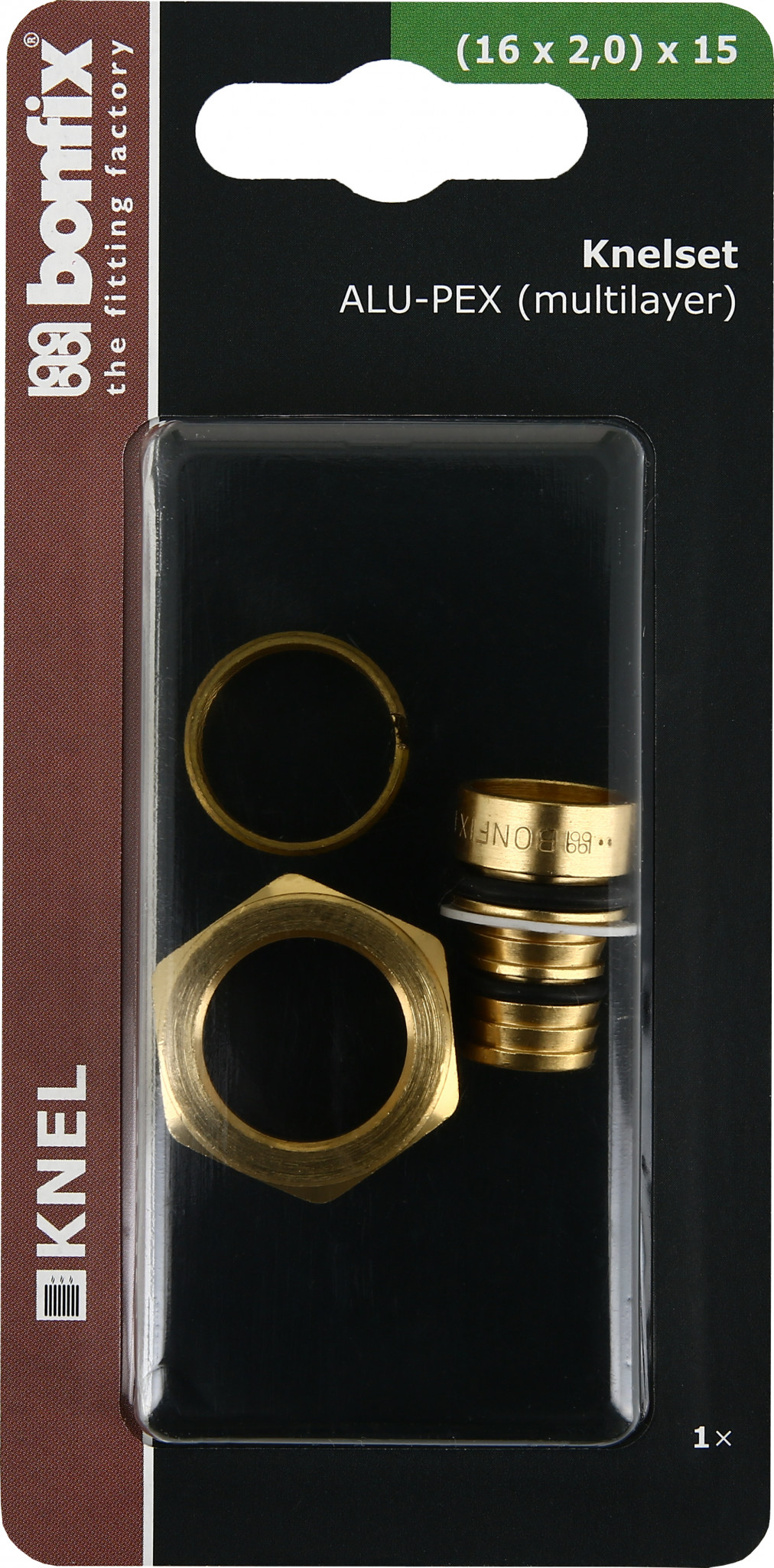 Bonfix Blisters: Messing & messing vertinde knelfittingen Knelset || voor ALU-PERS (Multilayer) ø16 voor in knelhuis 15 mm