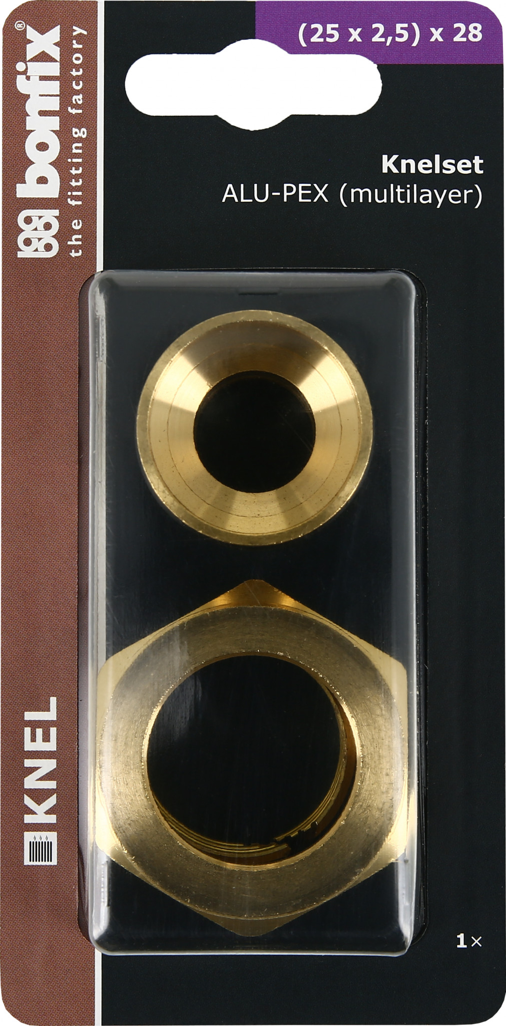 Bonfix Blisters: Messing & messing vertinde knelfittingen Knelset || voor ALU-PERS (Multilayer) ø25 voor in knelhuis 28 mm