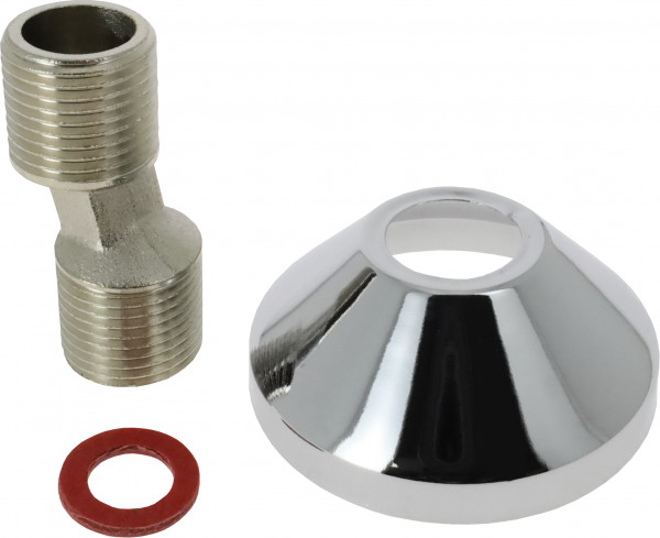 Bonfix Sanitäranschlusskupplung S-Kupplung Sprung 9 mm 1/2 x 1/2 - mit verchromter Rosette und Faserdichtung