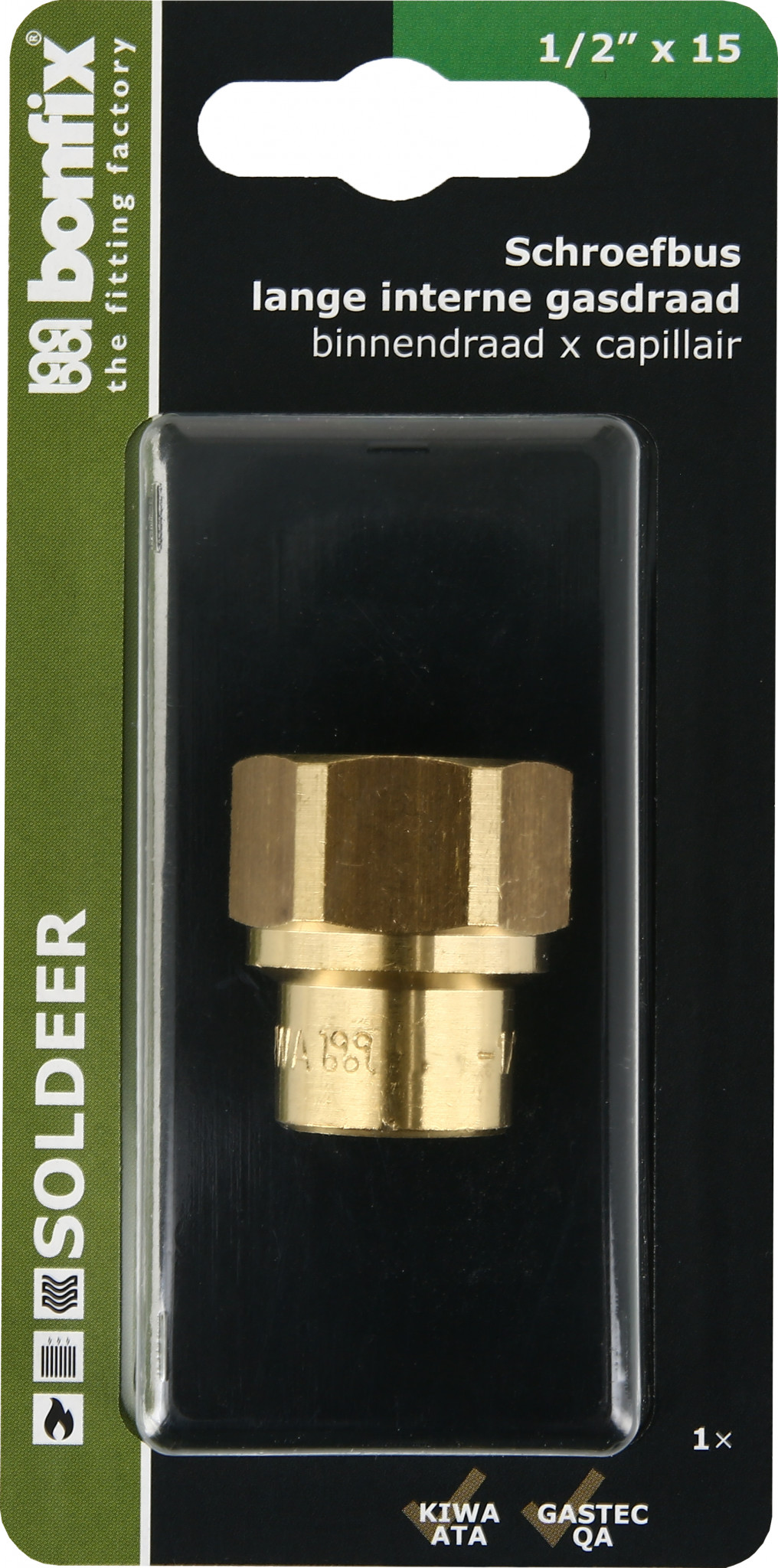 Bonfix Blisters: Messing soldeerfittingen Schroefbus 1/2 x 15