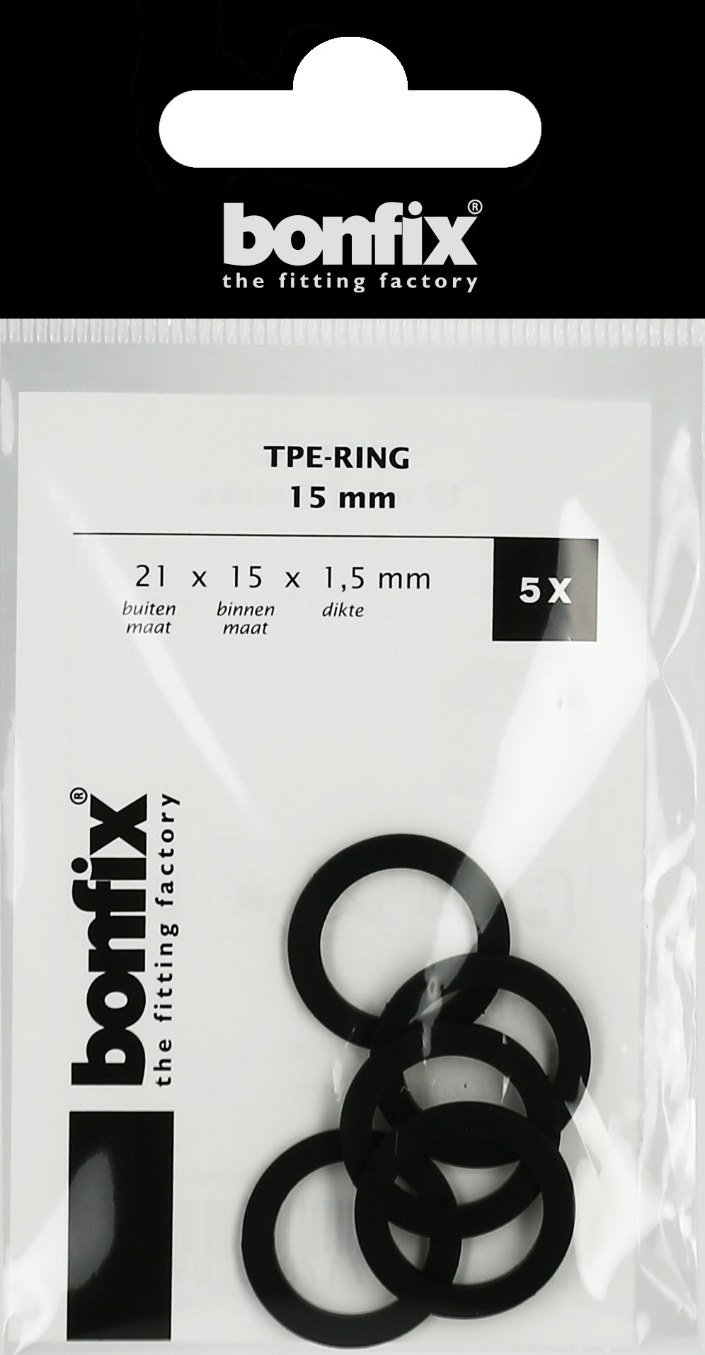 Bonfix Blisters: Afdichtingsringen TPE-ringen 15 mm (21 x 15 x 1,5 mm)