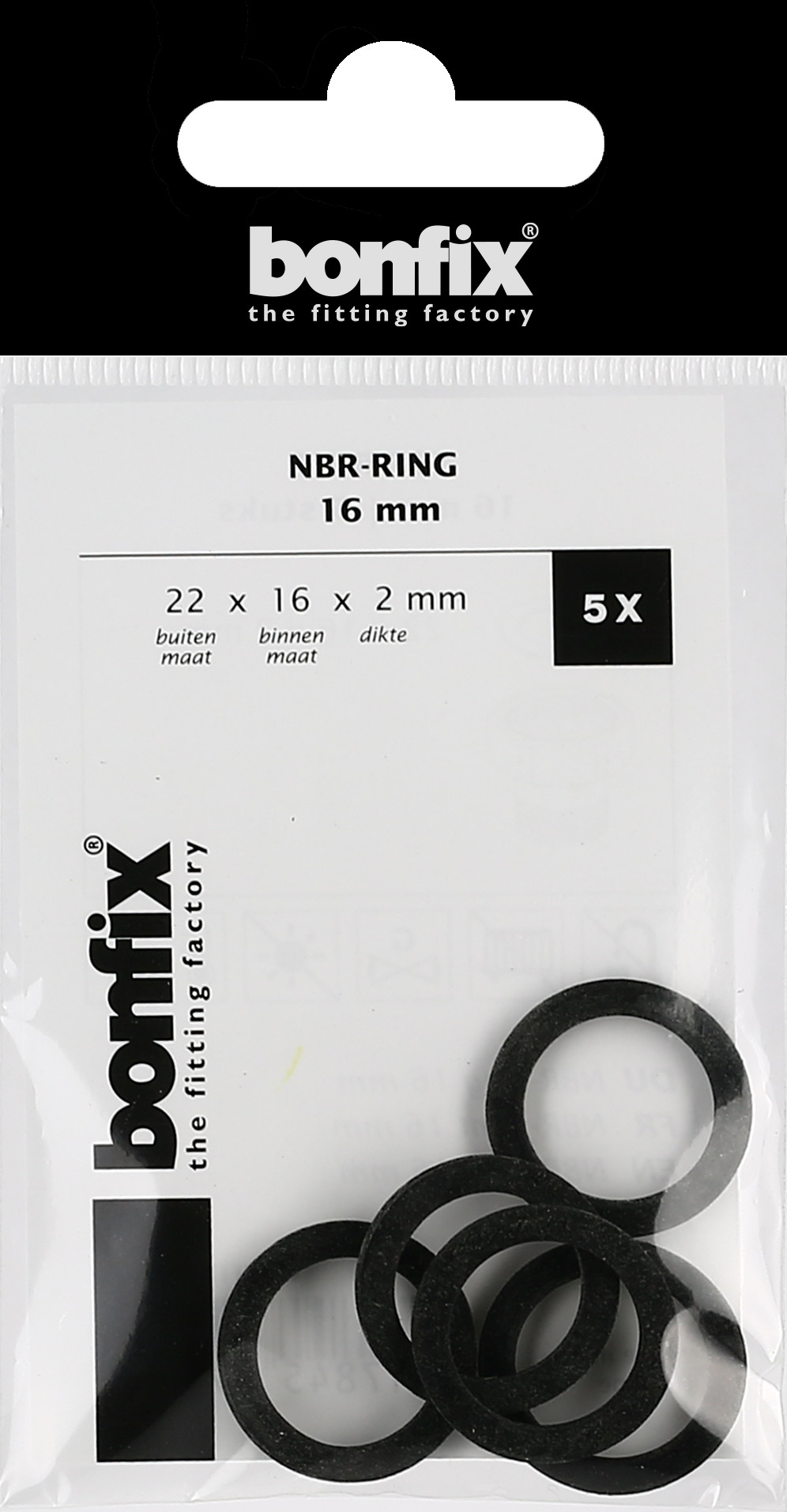 Bonfix Blisters: Afdichtingsringen NBR-ringen 16 mm (22 x 16 x 2 mm)