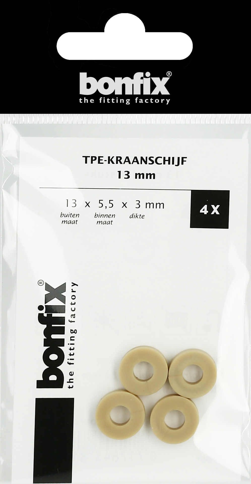 Bonfix Blisters: Afdichtingsringen Kunststof kraanschijf 13 mm (13 x 5,5 x 3 mm)