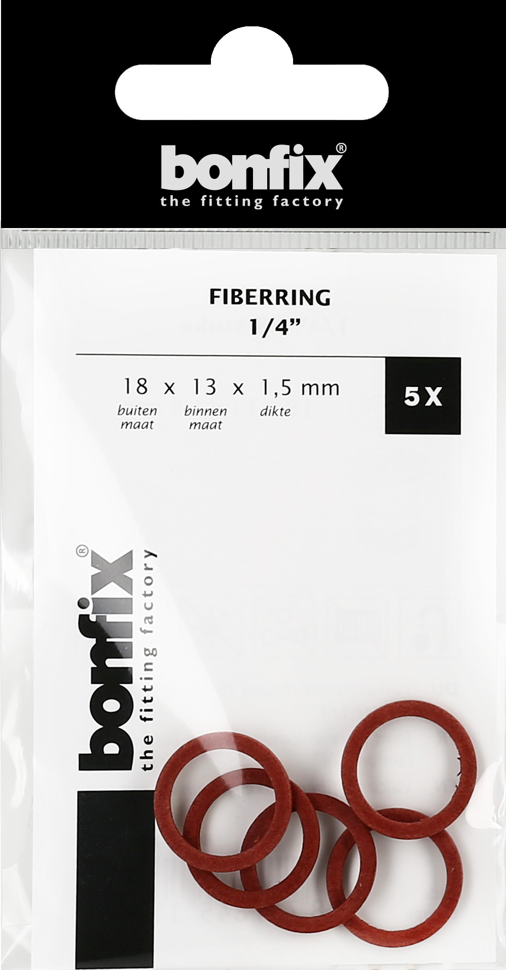 Bonfix Blisters: Afdichtingsringen Fiberringen 1/4" (18 x 13 x 1,5 mm)