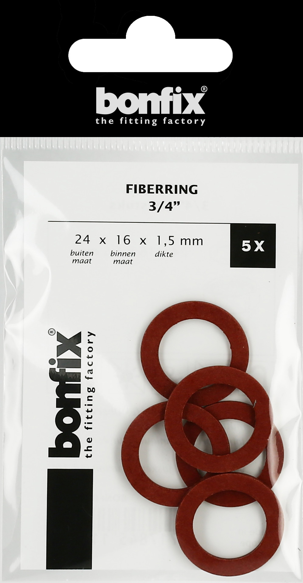 Bonfix Blisters: Afdichtingsringen Fiberringen 3/4" (24 x 16 x 1,5 mm)