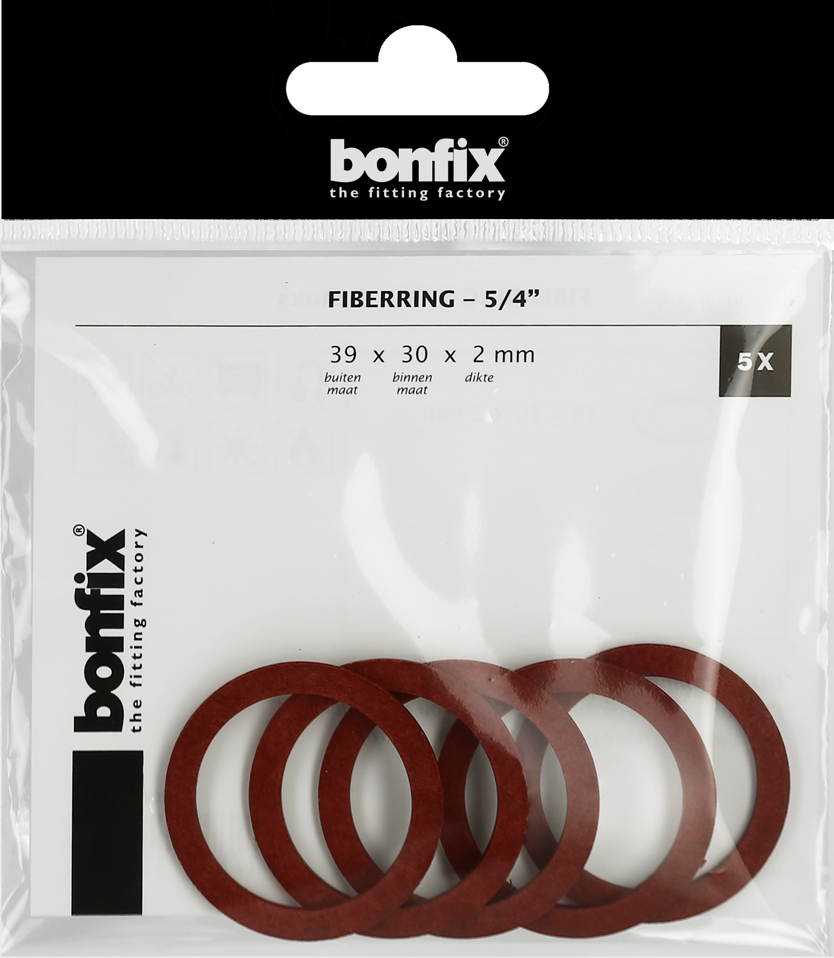 Bonfix Blisters: Afdichtingsringen Fiberringen 5/4" (39 x 30 x 2 mm)