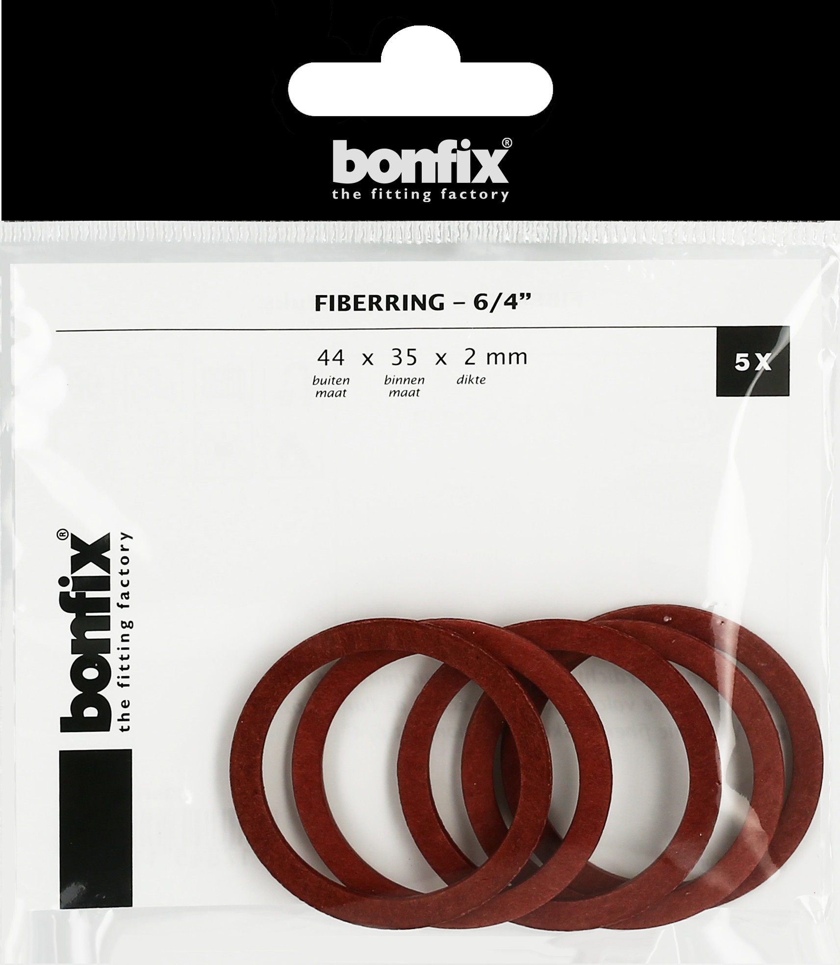 Bonfix Blisters: Afdichtingsringen Fiberringen 6/4" (44 x 35 x 2 mm)