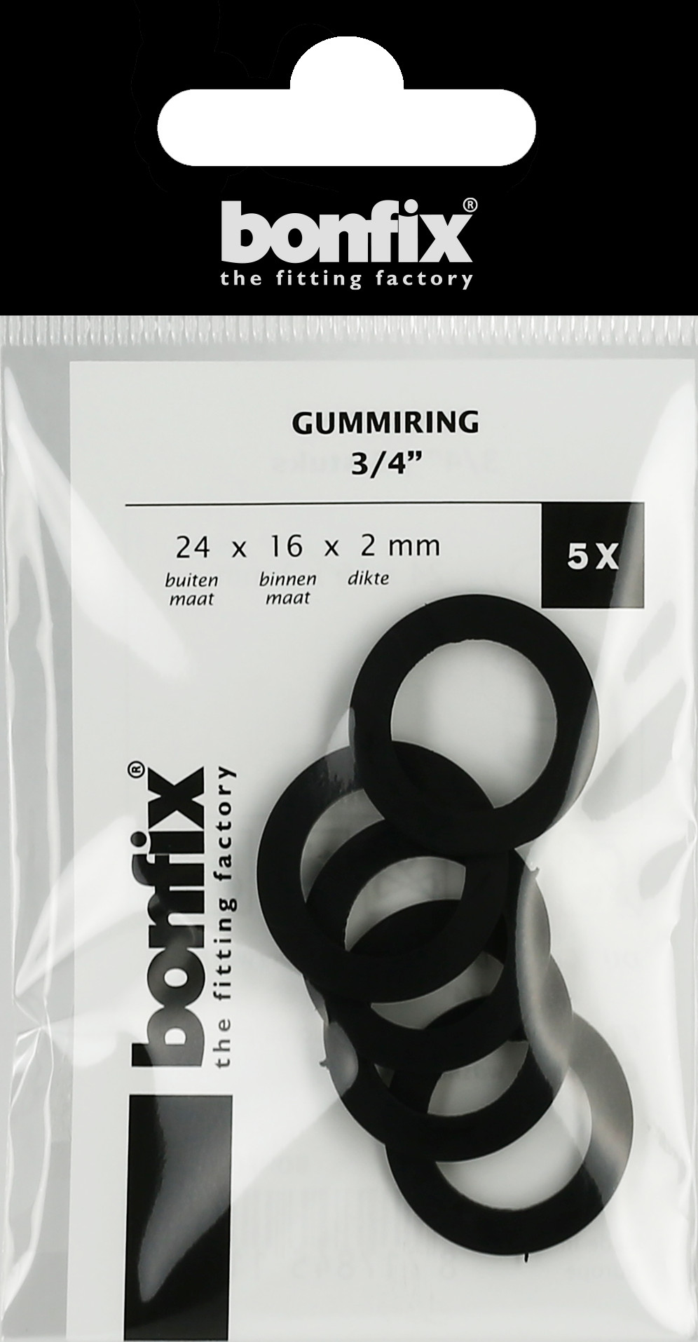 Bonfix Blisters: Afdichtingsringen Gummi-ringen 3/4" (24 x 16 x 2 mm)