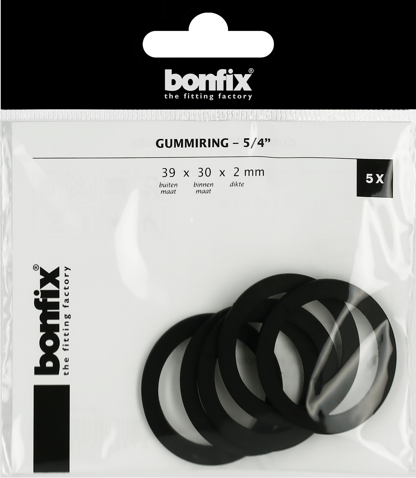 Bonfix Blisters: Afdichtingsringen Gummi-ringen 5/4" (39 x 30 x 2 mm)