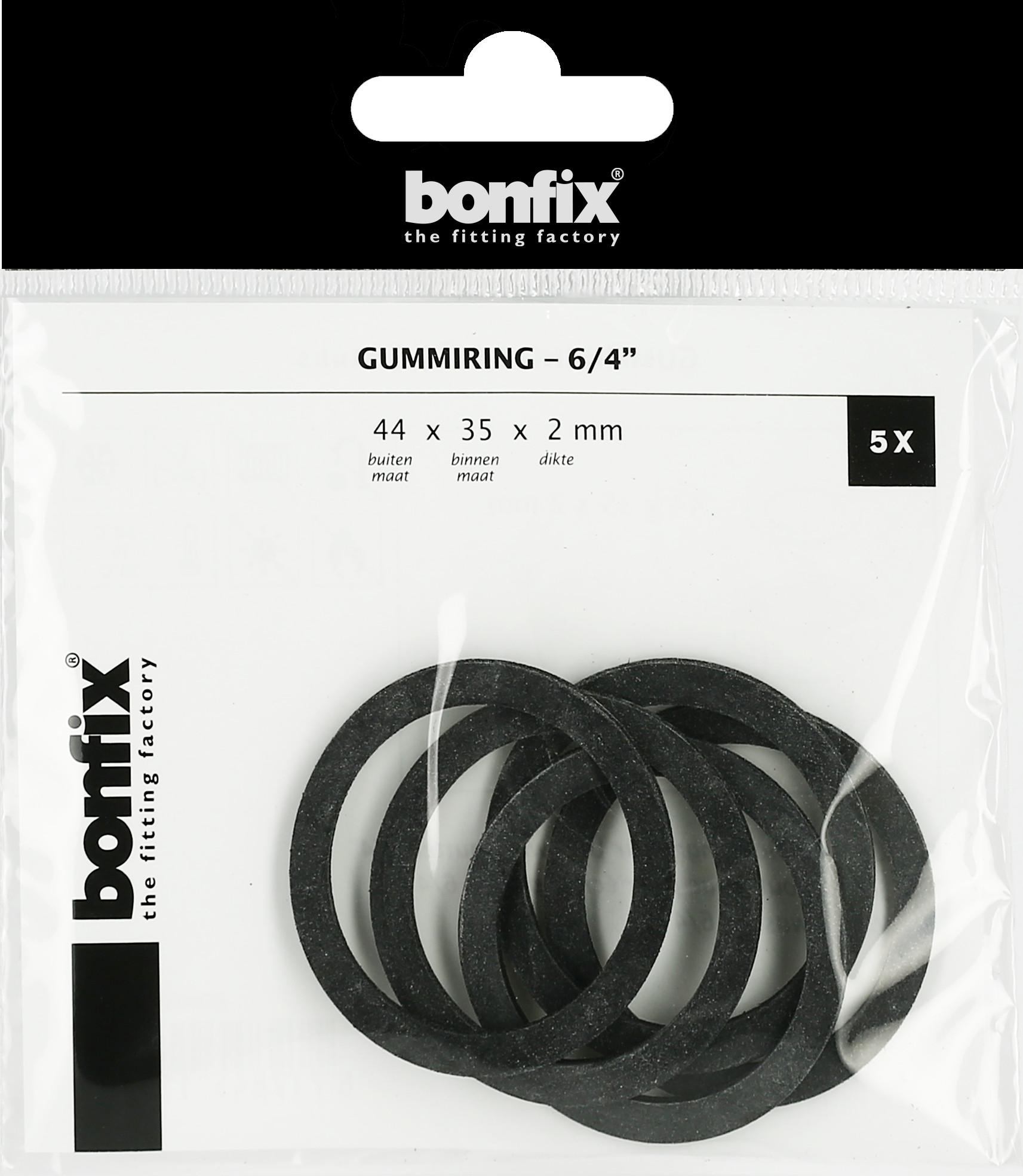 Bonfix Blisters: Afdichtingsringen Gummi-ringen 6/4" (44 x 35 x 2 mm)