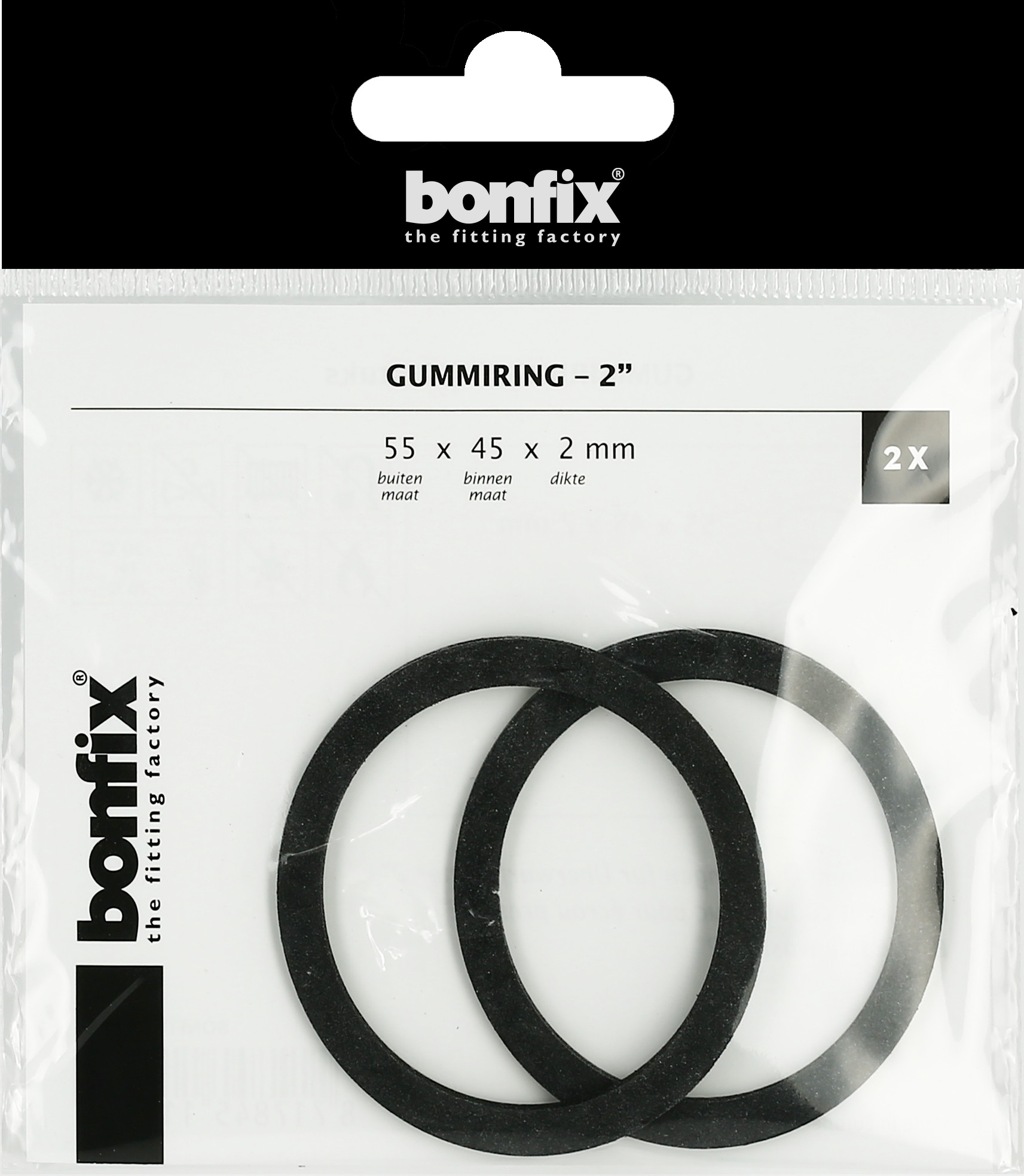 Bonfix Blisters: Afdichtingsringen Gummi-ringen 2" (55 x 45 x 2 mm)