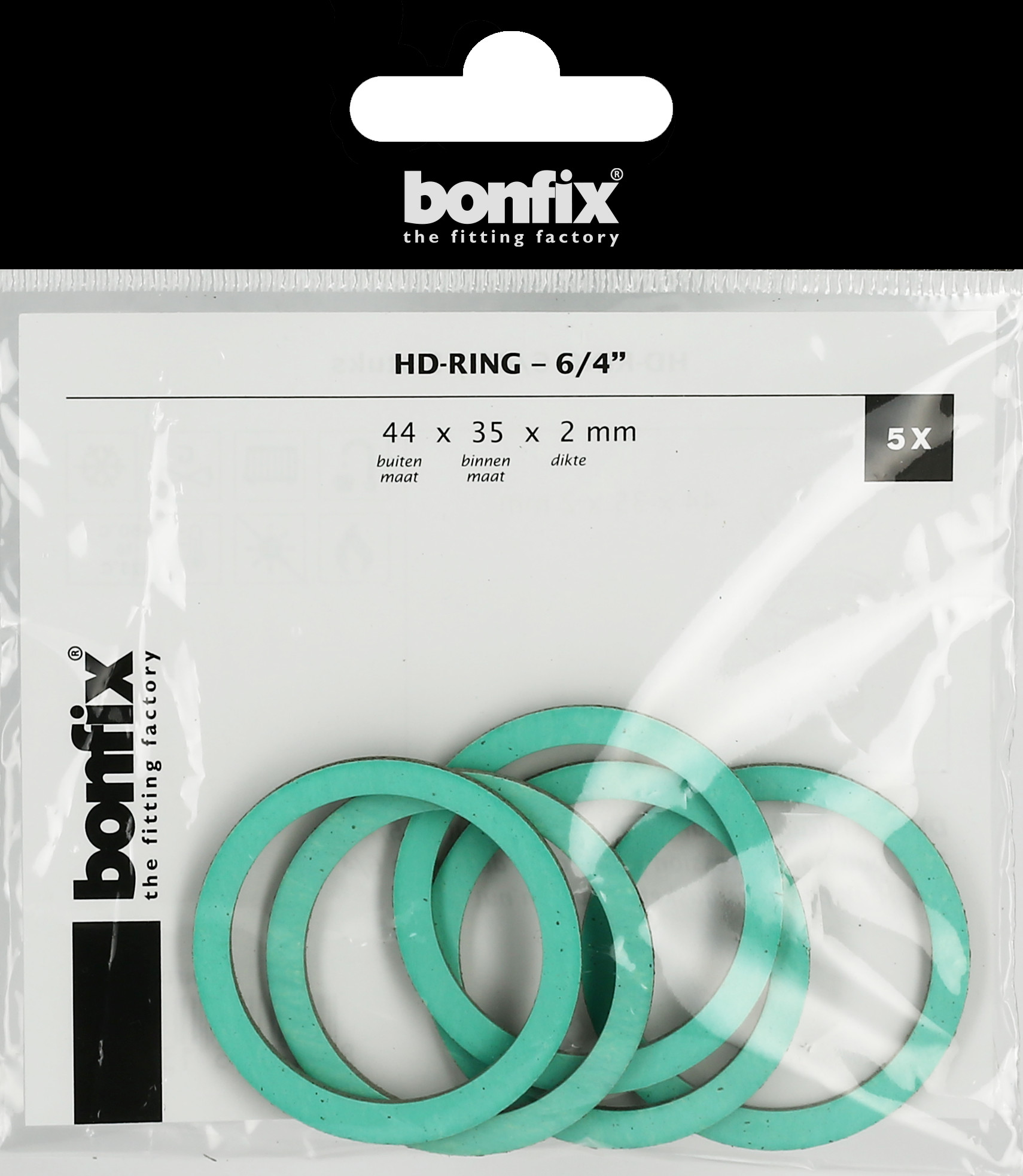 Bonfix Blisters: Afdichtingsringen Asbestvrije ringen 6/4" (44 x 35 x 2 mm)