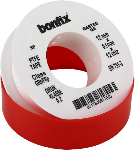 Bonfix Zakverpakking: Diversen PTFE afdichtingstape 0,1 mm x 12 m