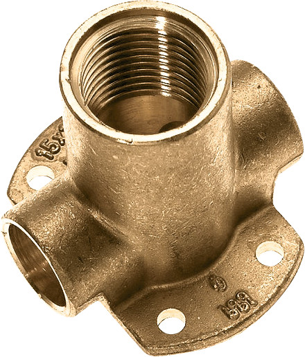 Bonfix Brass solder fitting Wall plate double - high 15 x 1/2 x 15 - capillary x Female Thread x capillary