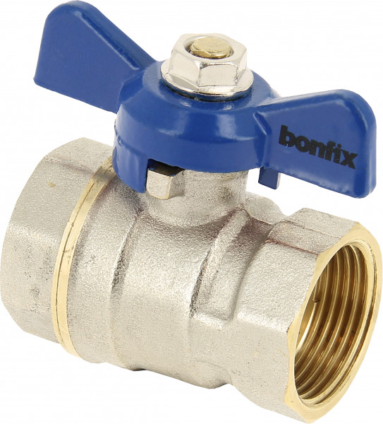 Bonfix Ball valve/slide valve - Blue butterfly handle operation - pressure class PN25 3/4 - 2 x female thread