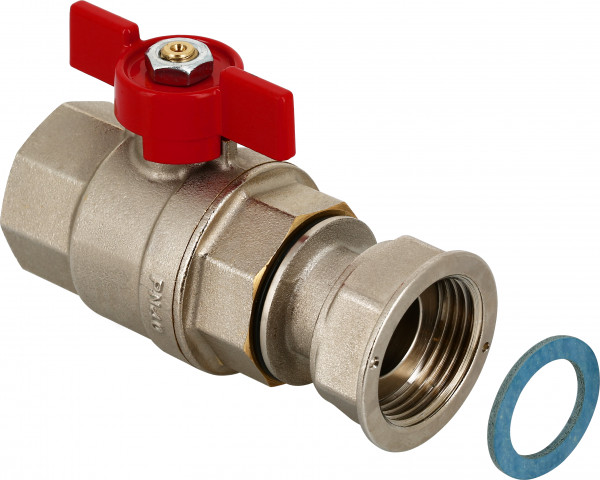 Straight ball valve female 1" x 1" with butterfly handle