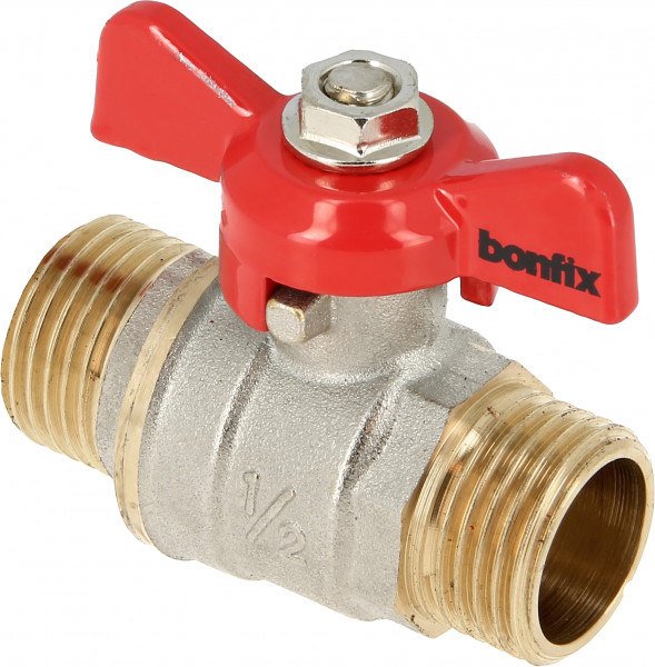 Bonfix Ball valve/slide valve - Red butterfly handle operation - pressure class PN25 1 - 2 x Male Thread