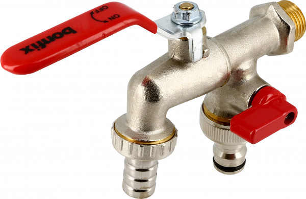 Double ball valve male 1/2x3/4x3/4 with hose joint