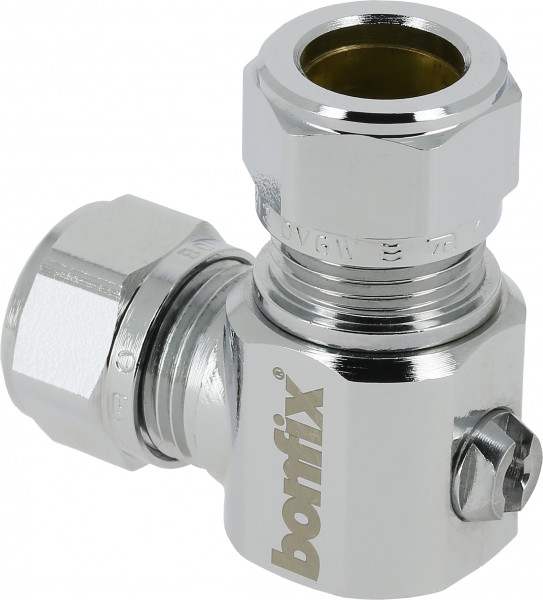 Bonfix Sink (corner) ball stopcock - chrome-plated - Screwdriver operation - angled 15 x 10 - 2 x compression