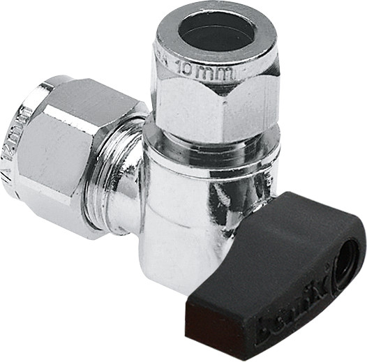 Bonfix Waschbecken (Eck) Kugelhahn - verchromt - Verchromter Knopfbedienung - winklig 12 x 10 - 2 x Klemmung